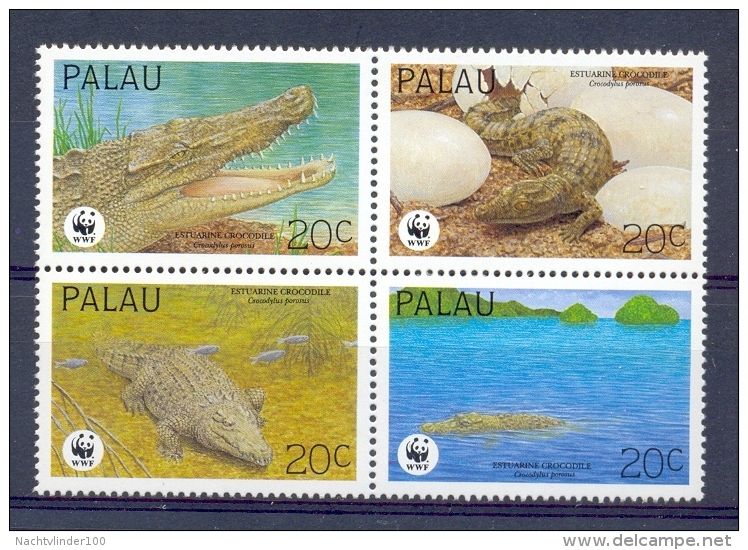 Mzn159s WWF FAUNA REPTIELEN KROKODIL REPTILES ESTUARINE CROCODILE PALAU 1994 PF/MNH - Ongebruikt