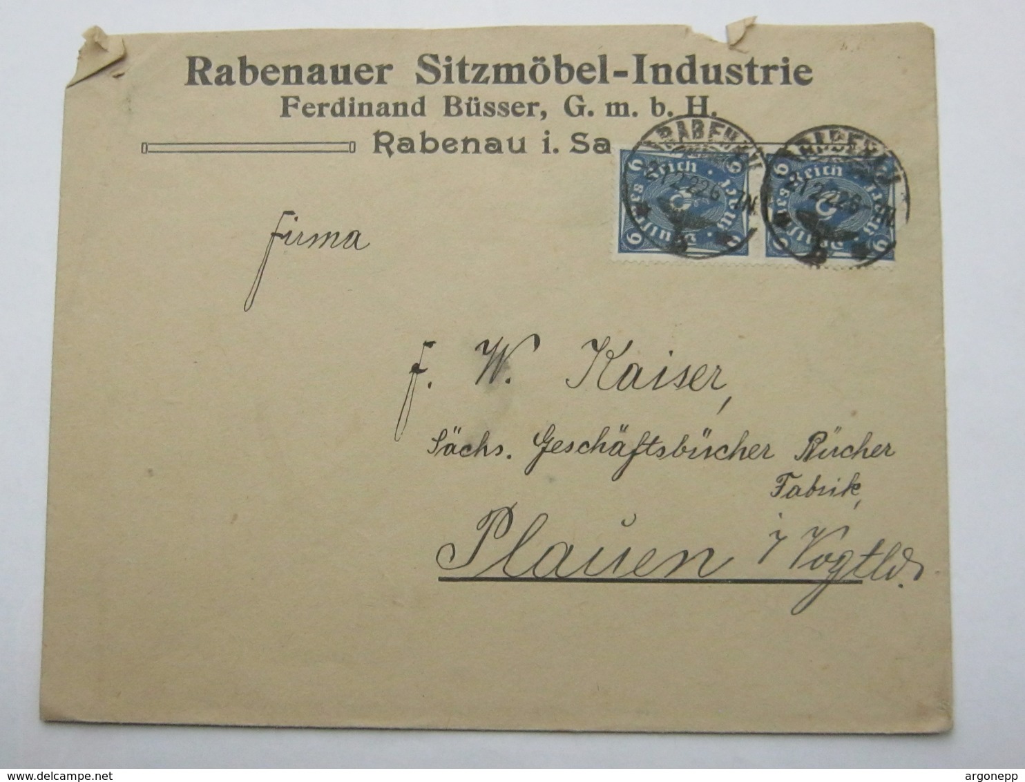 1922 , RABENAU   , Firmenbrief - Lettres & Documents