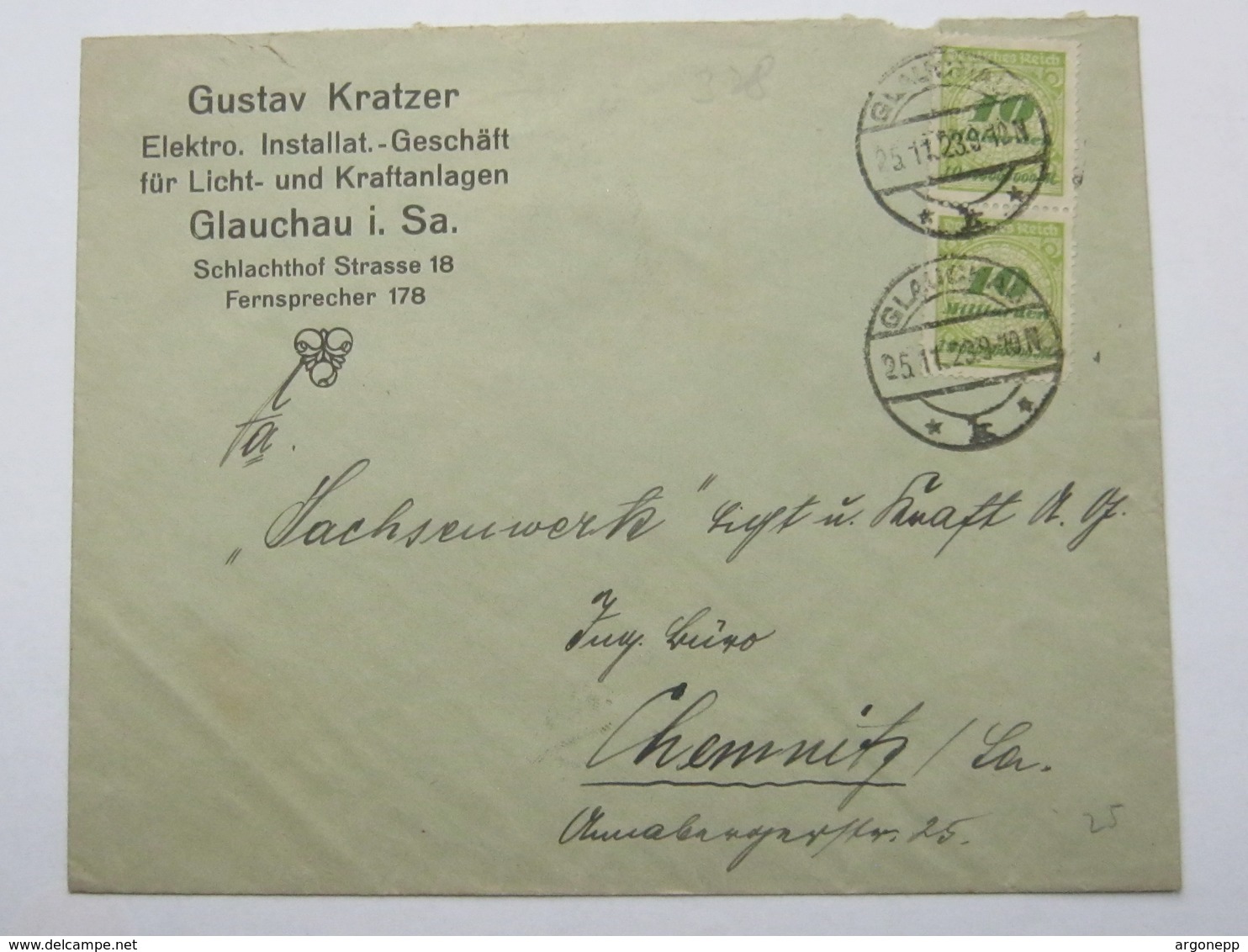 1923  , GLAUCHAU   , Firmenbrief - Briefe U. Dokumente