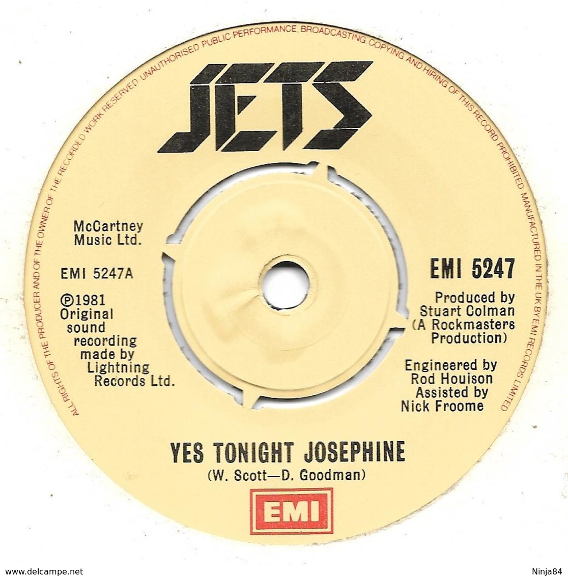 SP 45 RPM (7")   The Jets   "  Yes Tonight Josephine  "  Angleterre - Autres - Musique Anglaise