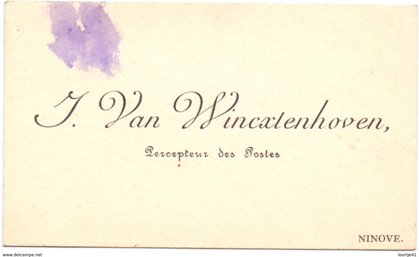 Visitekaartje - Carte Visite - Postontvanger J. Van Wincxtenhoven - Ninove - Cartes De Visite