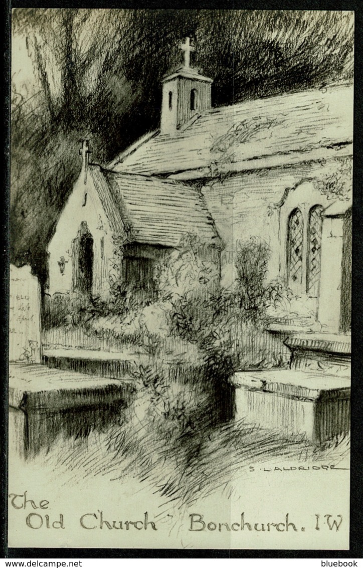 Ref 1262 - S. L. Aldridge Hand Drawn Postcard - The Old Church Bonchurch - Isle Of Wight - Autres & Non Classés