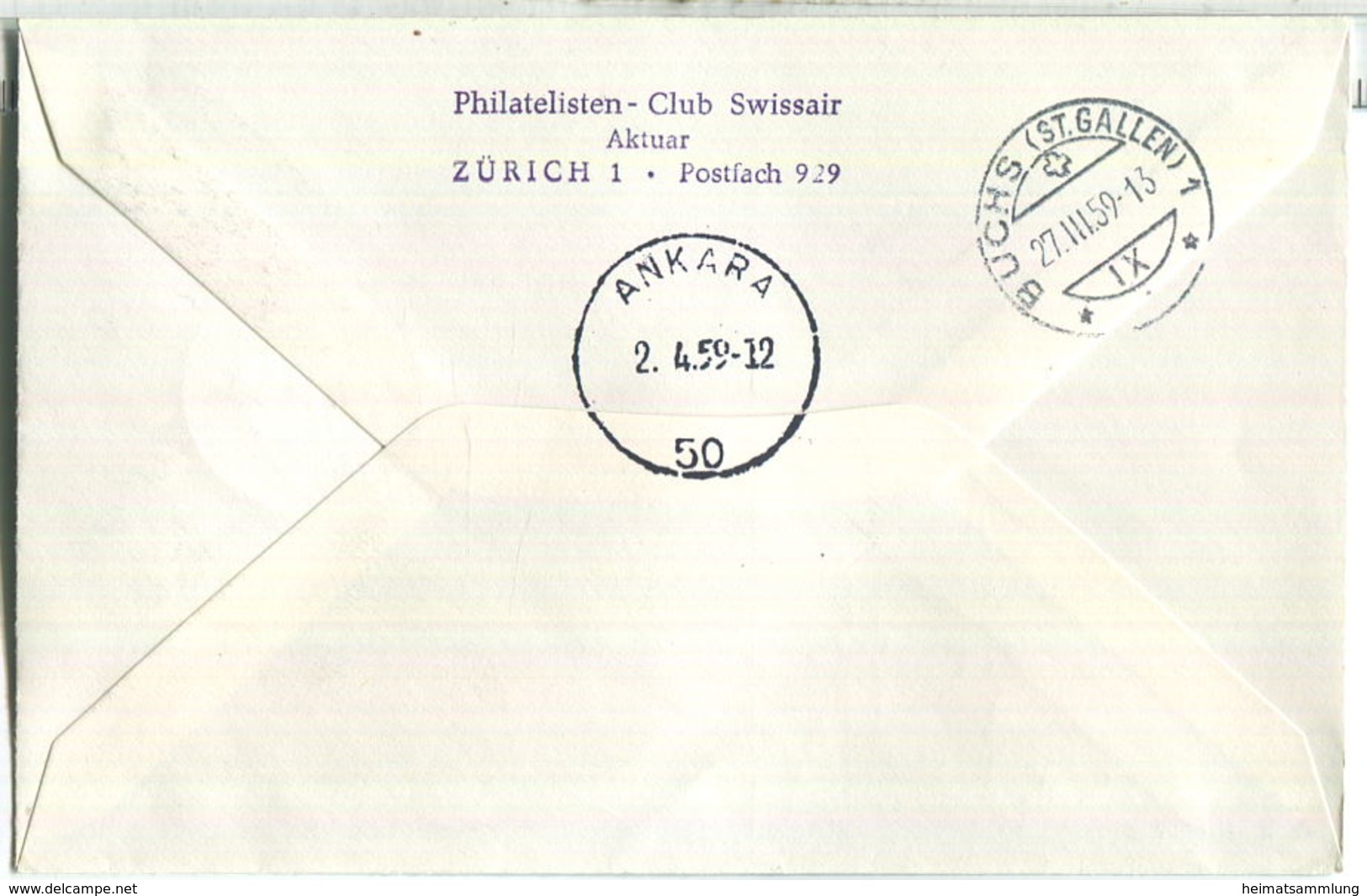 Swissair - First Flight - Vaduz-Ankara 1959 - First Flight Covers