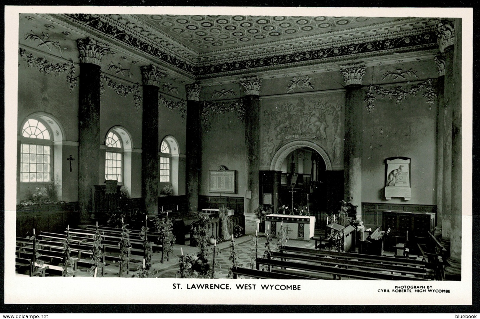 Ref 1262 - Real Photo Postcard - St Lawrence Church Interior - West Wycombe Buckinghamshire - Buckinghamshire