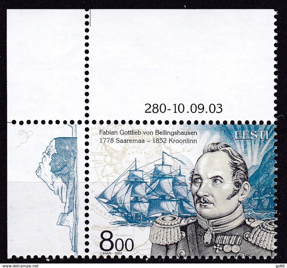 2003, EESTI, 469, Fabian Gottlieb Von Bellingshausen.  MNH - Estonie