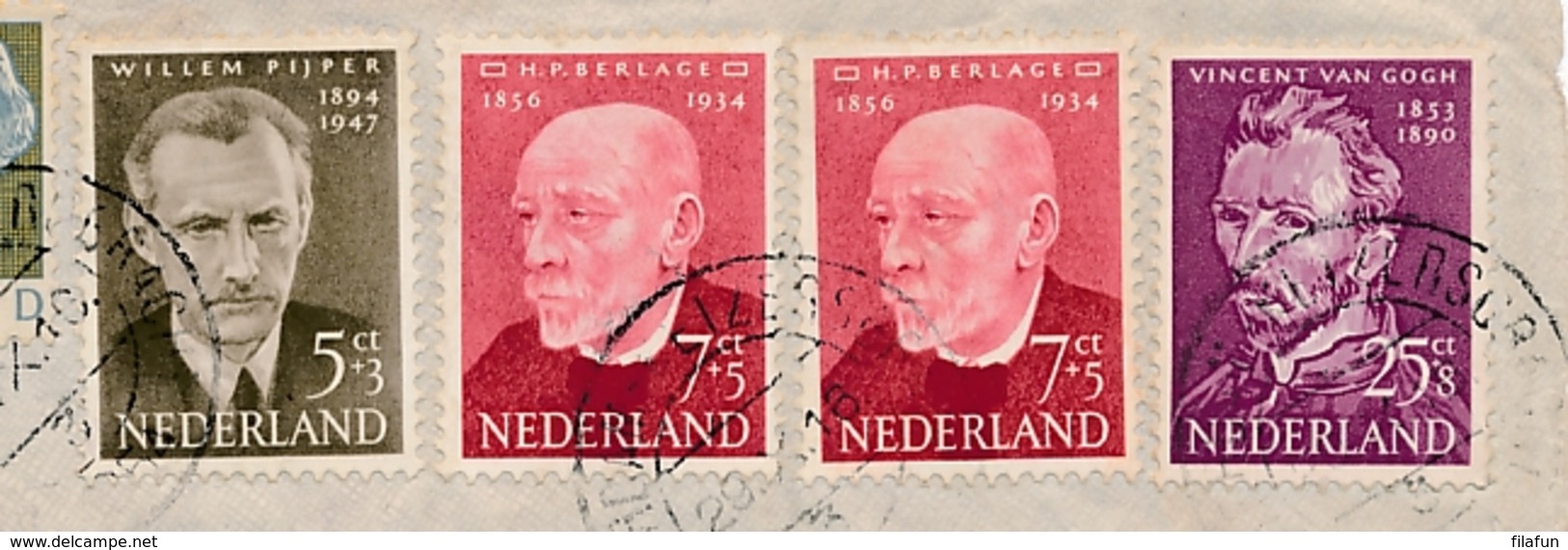 Nederland - 1954 - Pijper, Berlage En Van Gogh Op Speciale KLM Vlucht Amsterdam - Sydney En Retour Naar Paramaribo - Brieven En Documenten