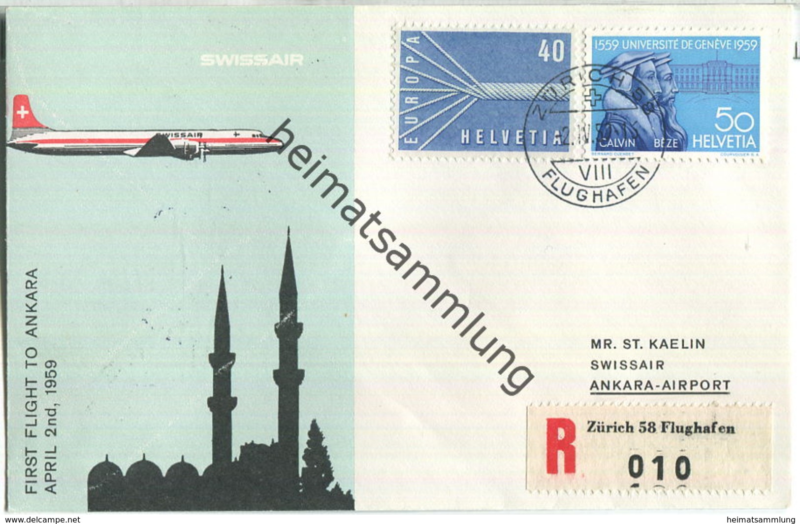 Swissair - First Flight - Zürich-Ankara 1959 - First Flight Covers