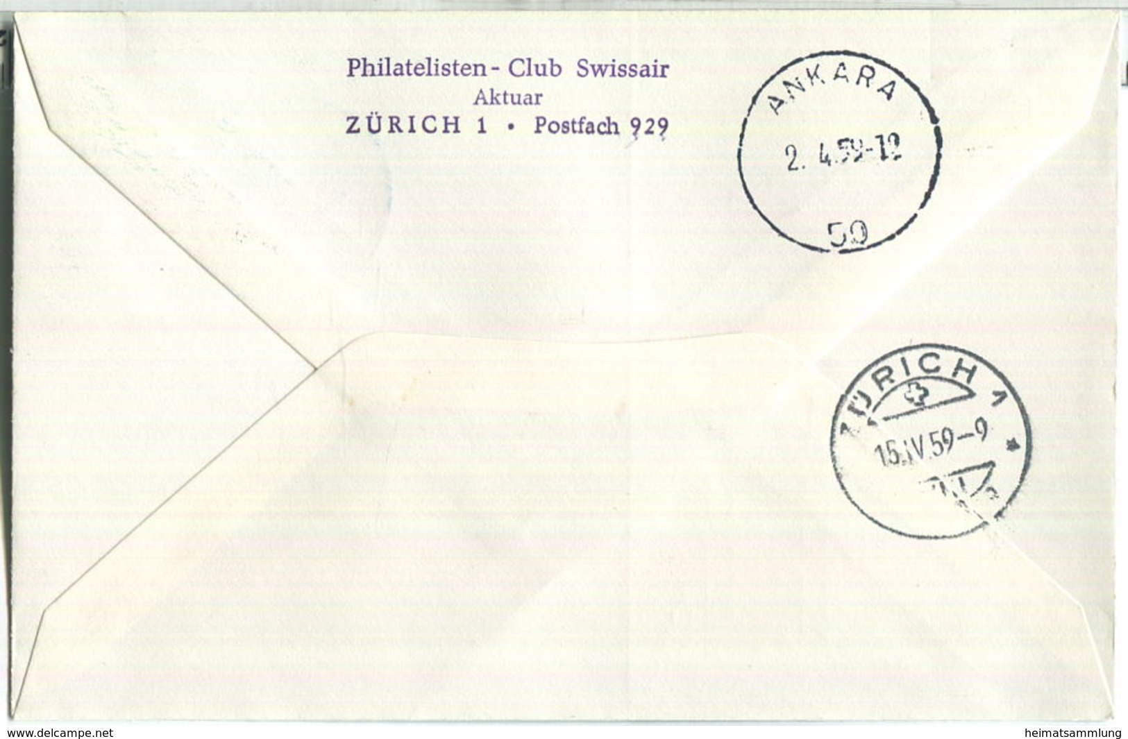 Swissair - First Flight - Zürich-Ankara 1959 - First Flight Covers