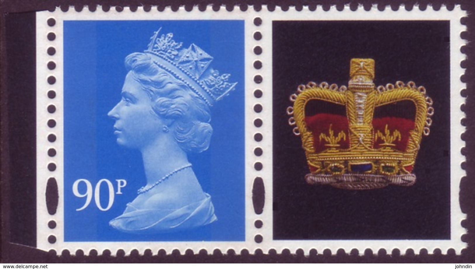 GB Machin Stamp Printed By Cartor - 90p Blue  With Label Showing Crown - From 2009 Prestige Booklet UM/MNH - Machins