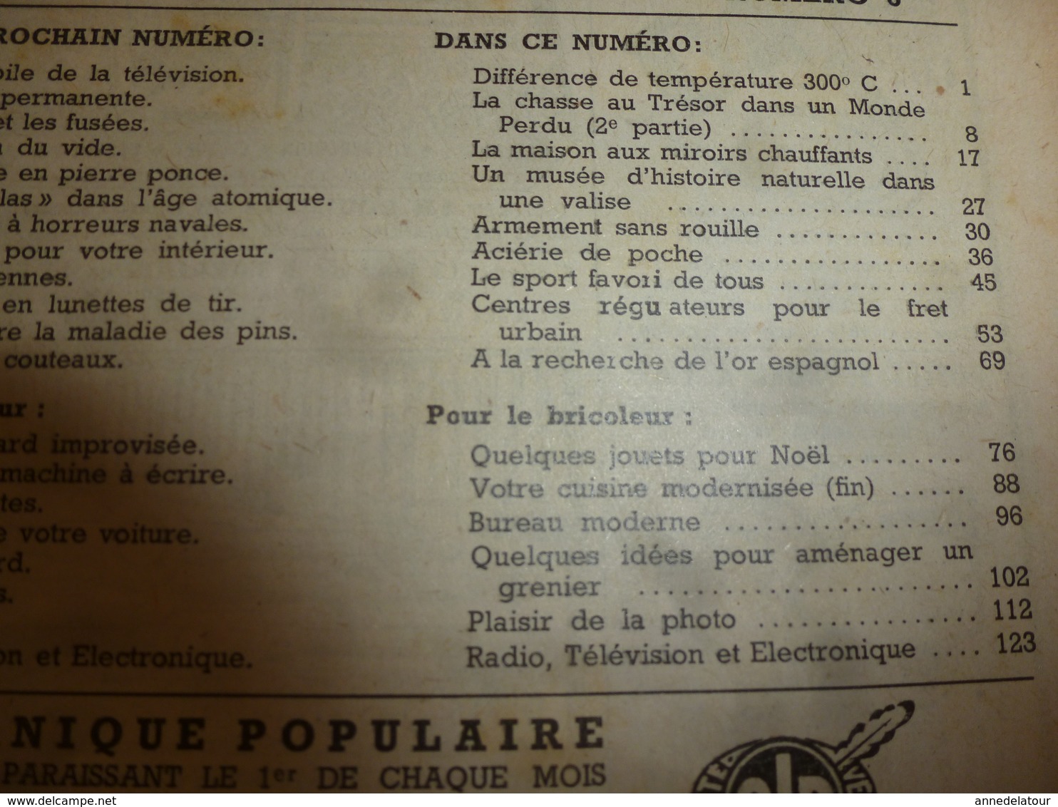 1950 MÉCANIQUE POPULAIRE:Cherchez L'or Espagnol De L'armada Coulé Dans La Baie De Tobermory;Aménager Son Grenier; Etc - Autres & Non Classés