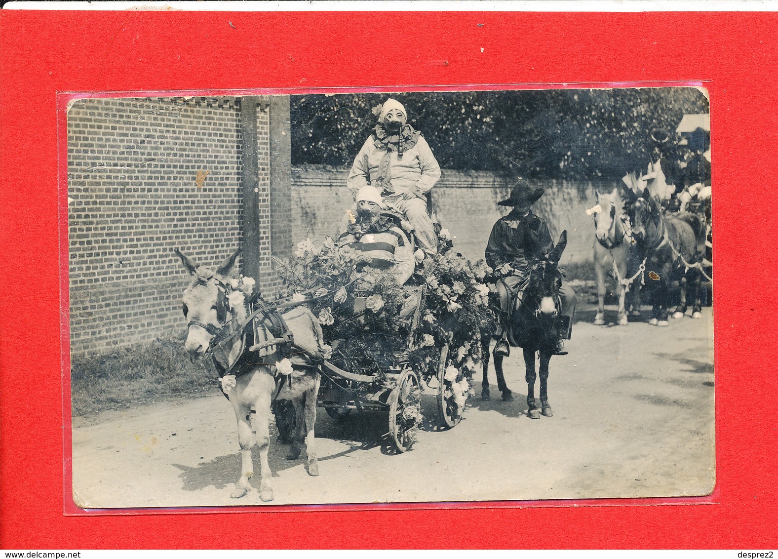 CARNAVAL Carte Photo Animée Attelage Ane Mule Cheval - Carnaval