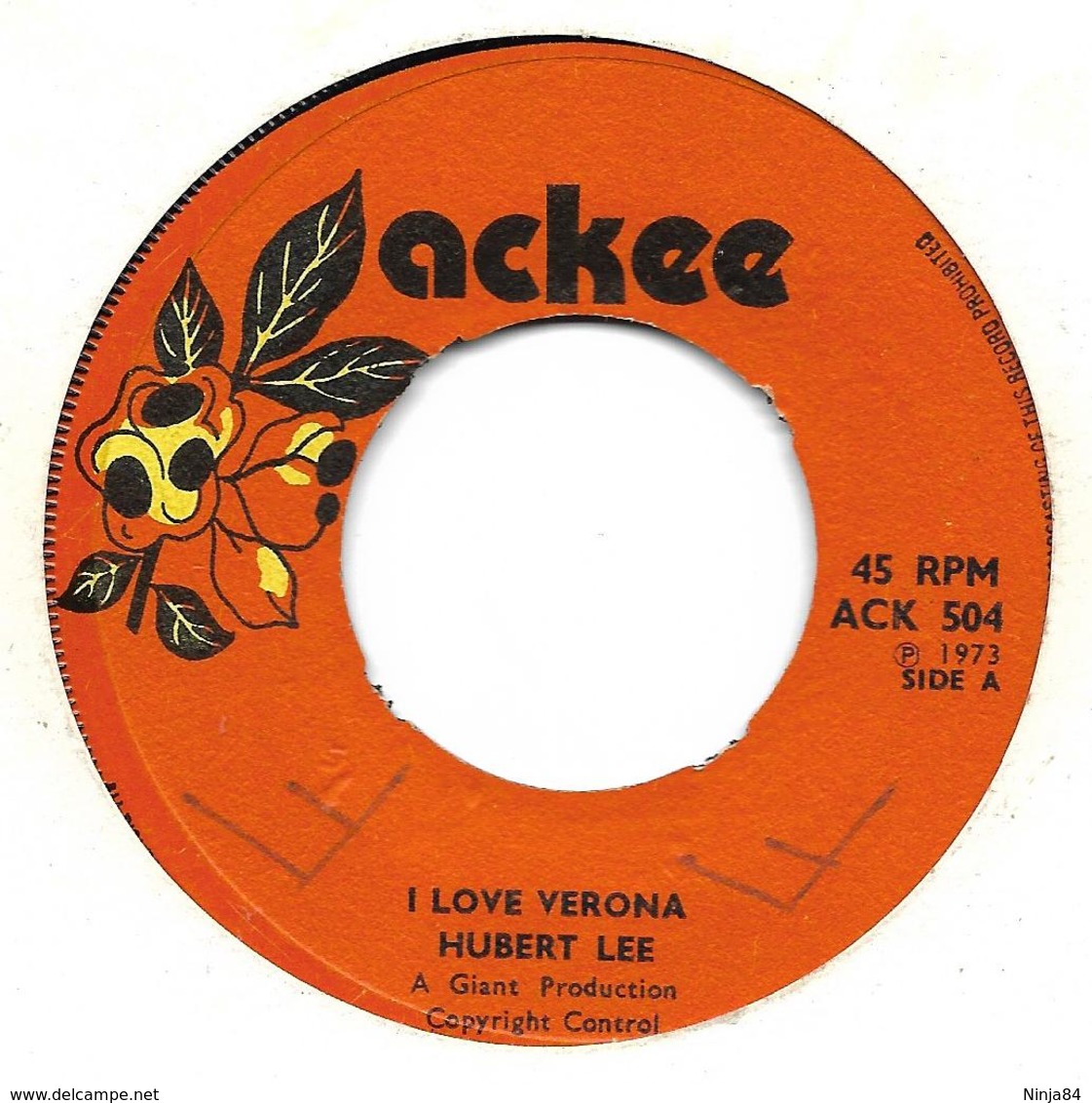 SP 45 RPM (7")   Hubert Lee  "  I Love Verona  "  Angleterre - Reggae