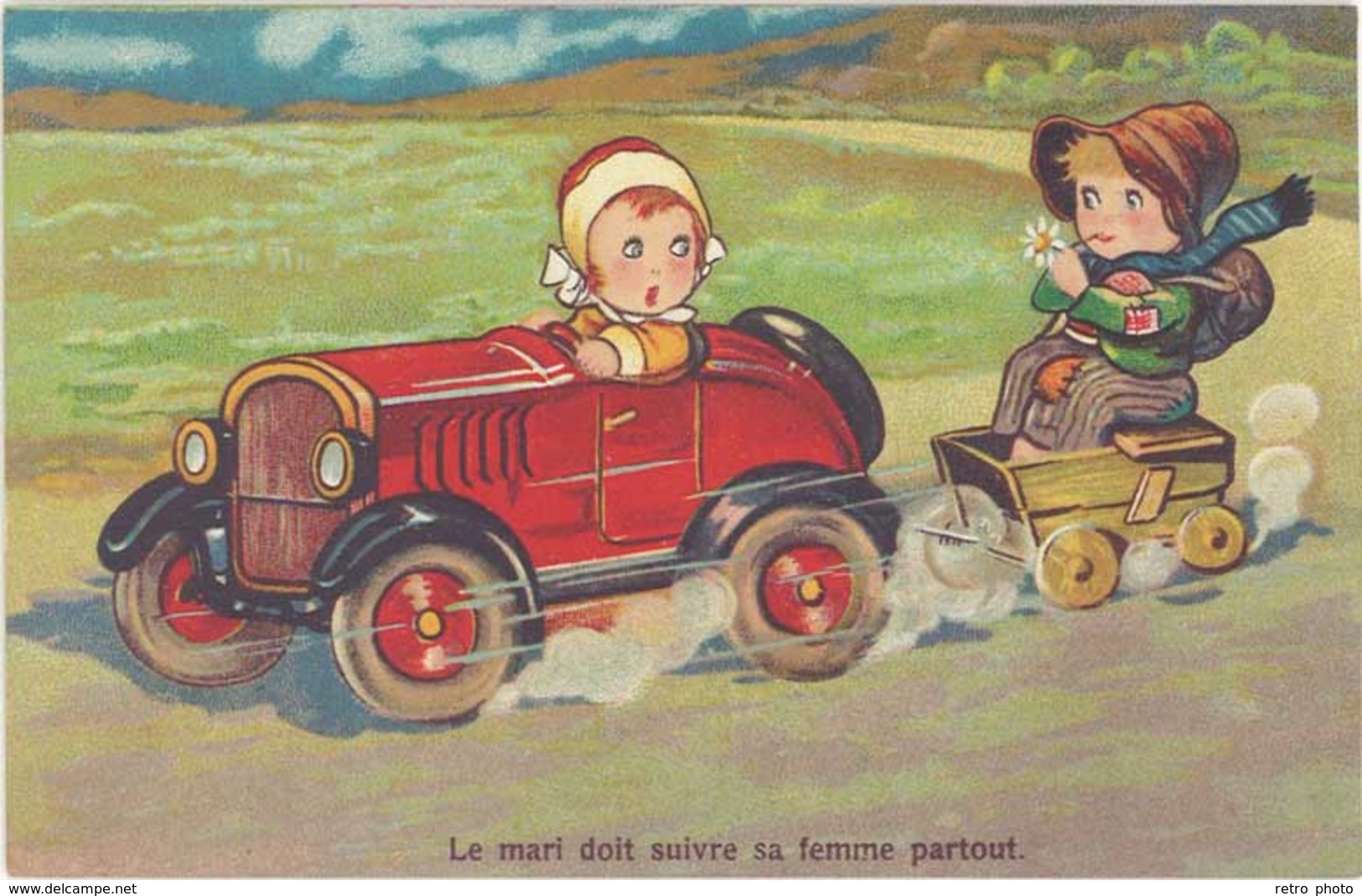 Cpa Fantaisie :  Le Mari Doit Suivre Sa Femme Partout ( Automobile ) - Autres & Non Classés