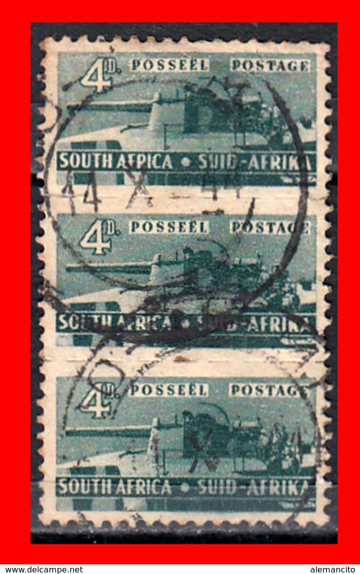 SOUTH AFRICA  3 SELLOS  AÑO 1942 ARTILLERY - Oficiales