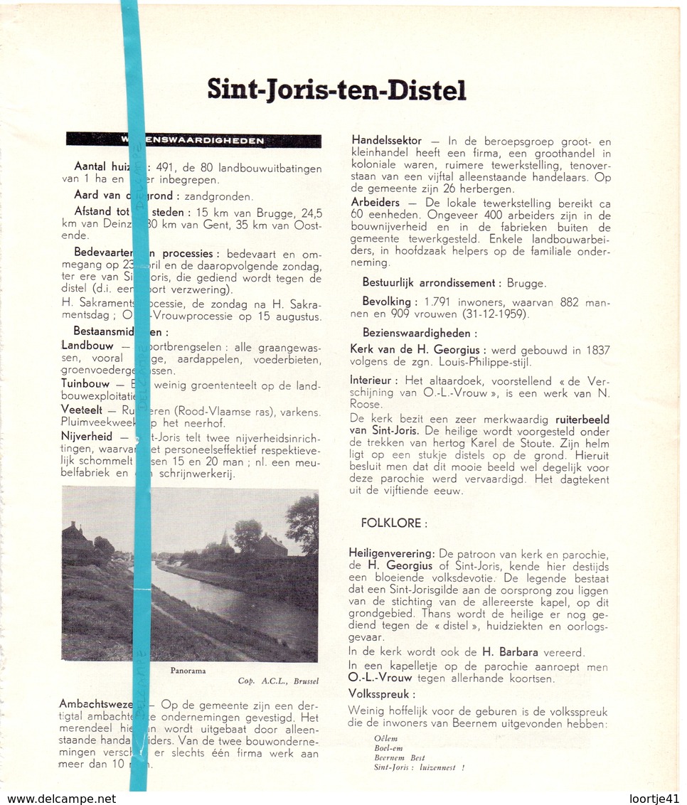 Gemeente Sint Joris Ten Distel - Orig. Knipsels Uit Magazine 1960 - Geschiedenis - Folklore Nijverheid En Handel + Kaart - Non Classés