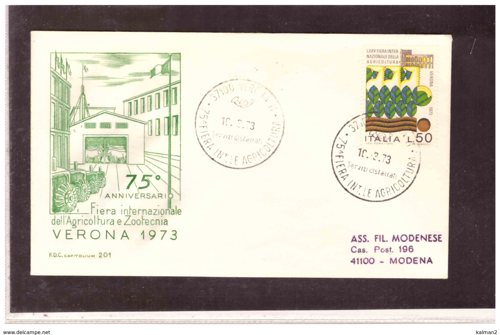 TEM5114   -  VERONA  10.3.1973   /   FDC  75° ANN. FIERA INT.LE DELL'AGRICOLTURA E ZOOTECNIA - Agricoltura