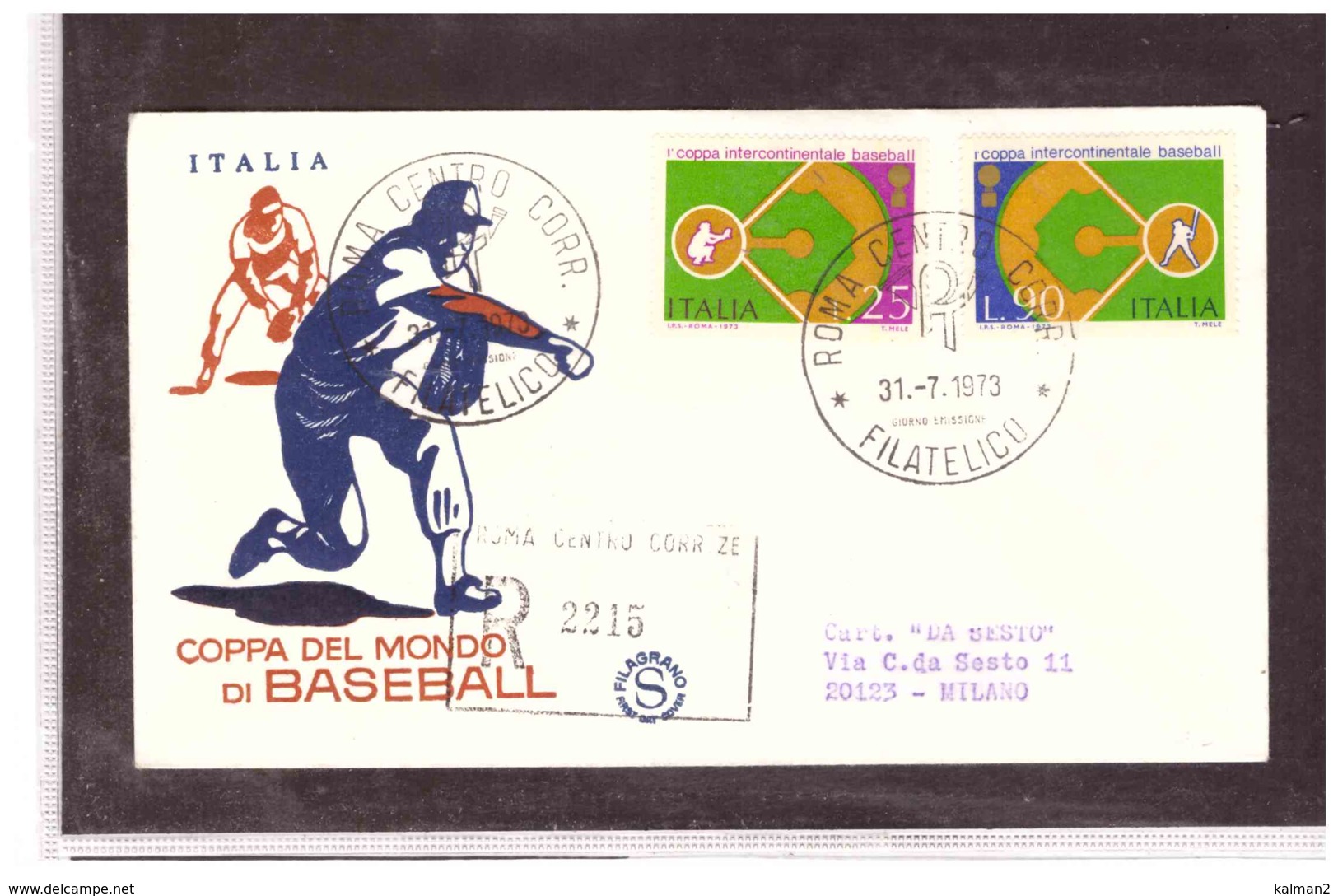 TEM5123   -   ROMA  31.7.1973   /   FDC  COPPA DEL MONDO DI BASEBALL - Baseball