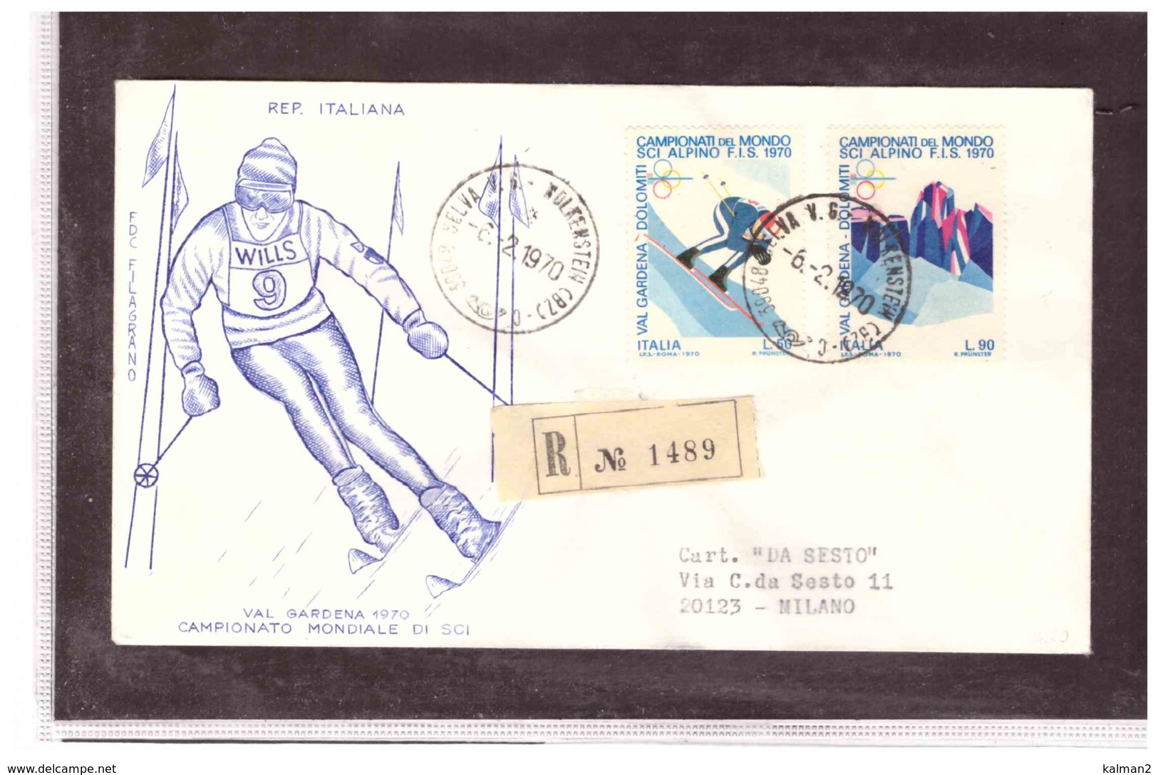 FDC5163   -   SELVA VAL GARDENA  6.2.1970   /   FDC   CAMPIONATI MONDIALI DI SCI ALPINO - Sci