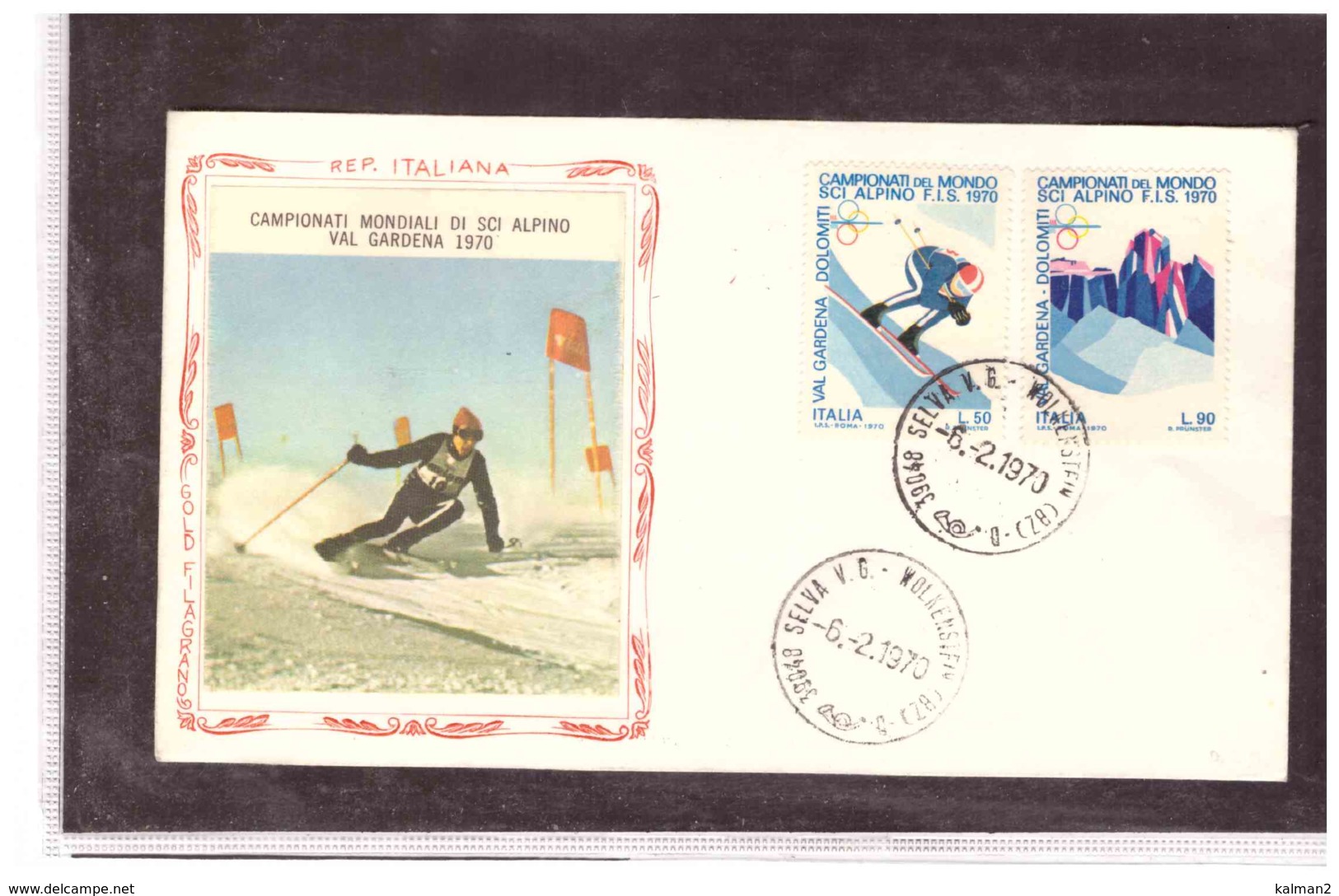 TEM5167   -   SELVA VAL GARDENA  6.2.1970   /   FDC   CAMPIONATI MONDIALI DI SCI ALPINO - Sci