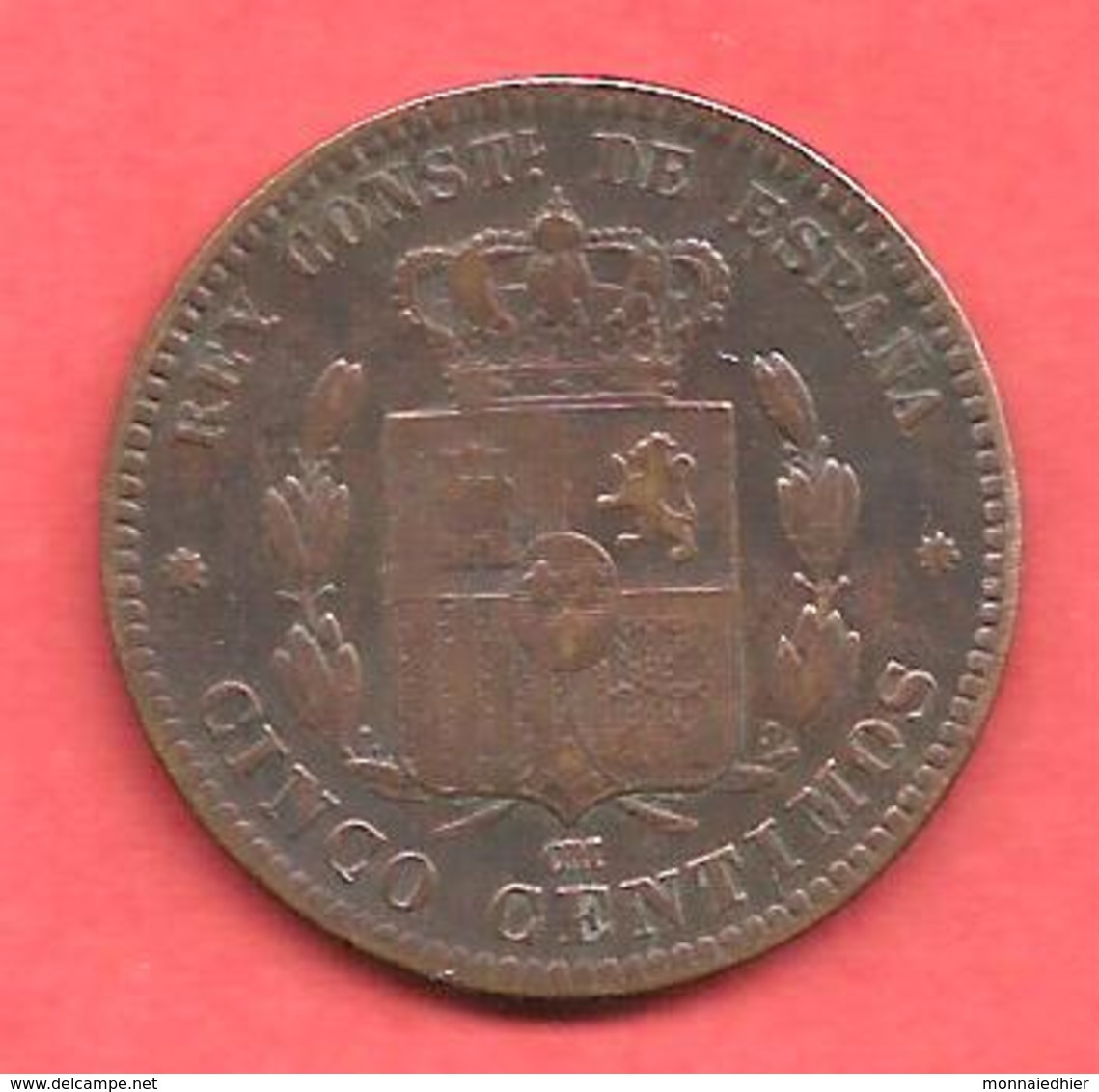 5 Centimos , ESPAGNE , Copper ( Cuivre ) , 1878 OM , N° KM # 674 , N° Y69 - Monnaies Provinciales