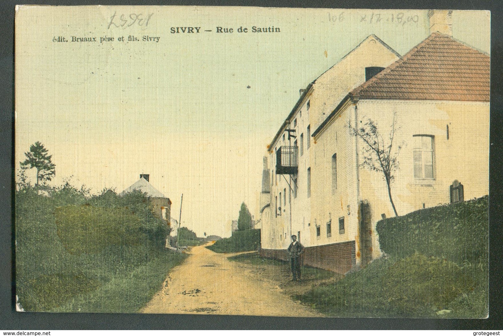 N°81 - 1 Centime ARMOIRIE Obl. Télégraphique De SIVRY (STATION) ** Sur C.P.  (SIVRY RUE DE SAUTIN) Vers Forest.  Oblitér - 1893-1907 Wappen