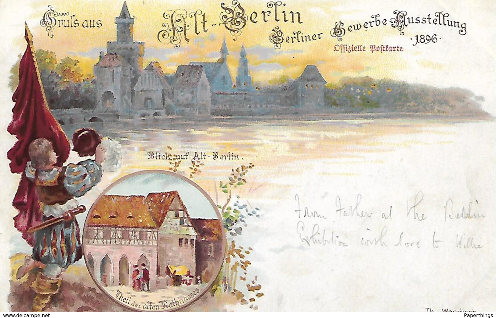 Rare Pioneer Postcard, Germany, Berliner Gewerbeausstellung, Berlin Exhibition. 1896 - Treptow