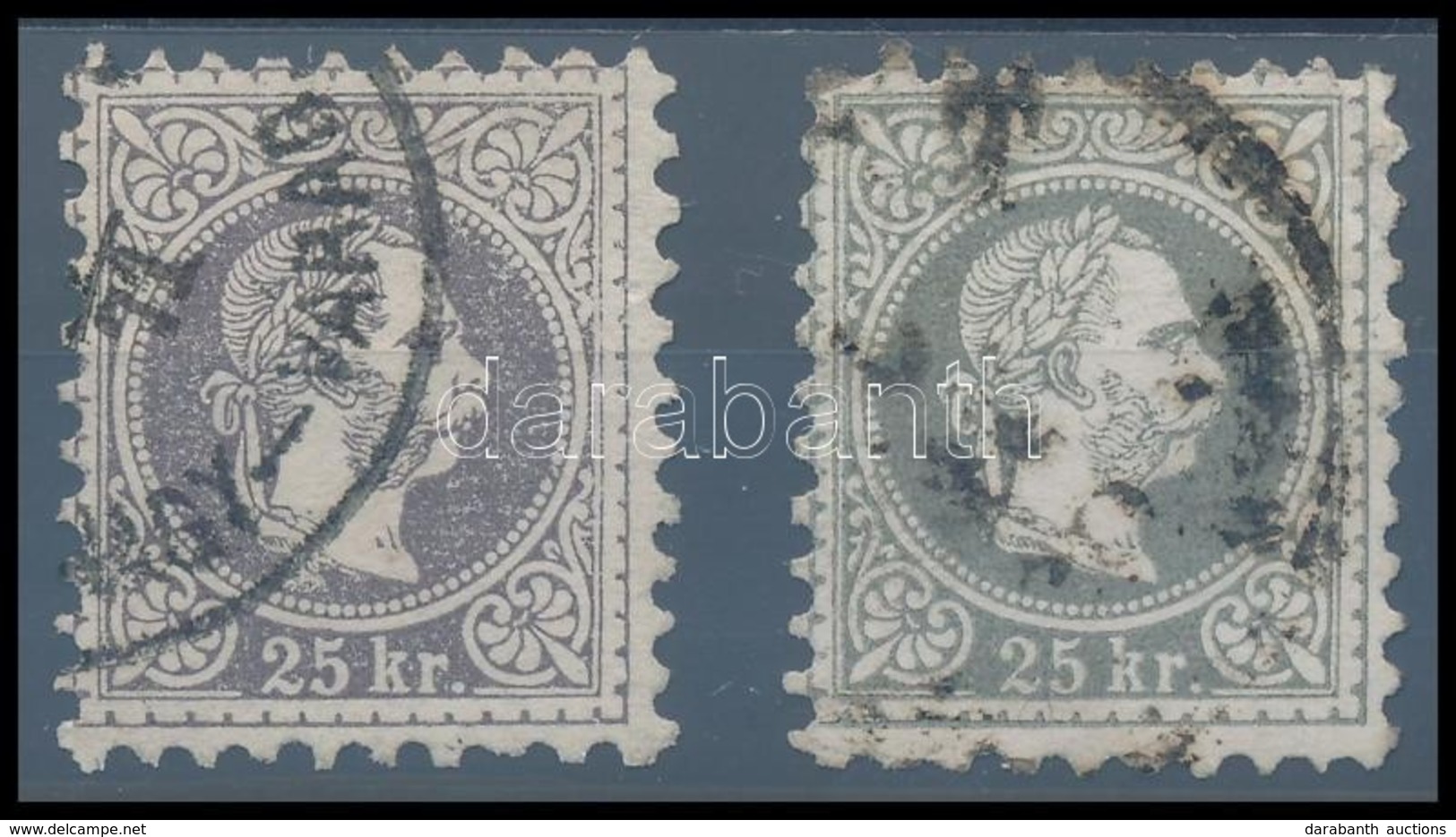 O 1867 25kr Barnás Ibolya és Szürke Ibolya 'NAGY-VÁRAD' Illetve 'PEST' Bélyegzésekkel (135.000) - Other & Unclassified