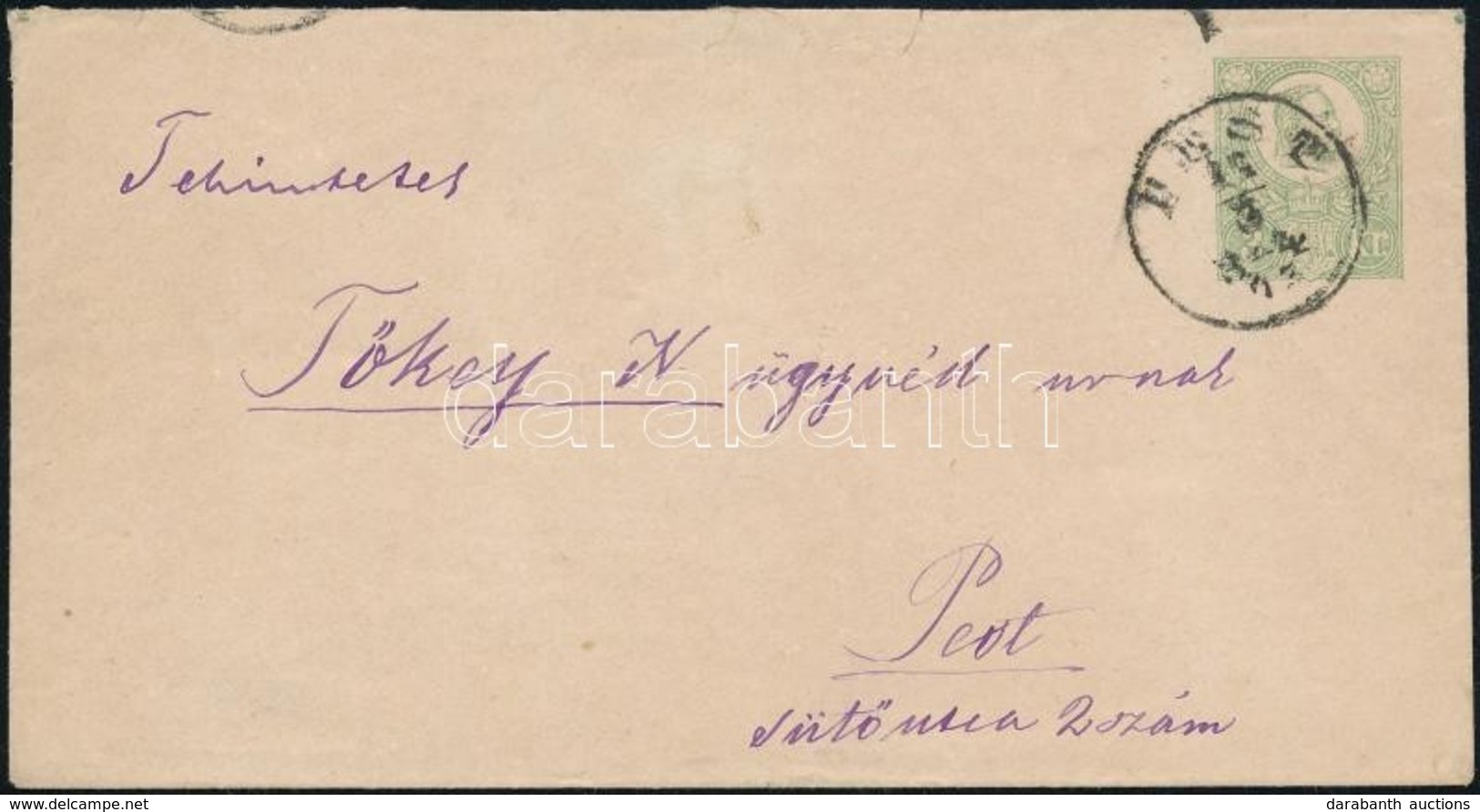 1873 I. Tipusú Könyvnyomású 3kr Díjjegyes Boríték Helyi Levélként 'PEST' (75.000) - Autres & Non Classés
