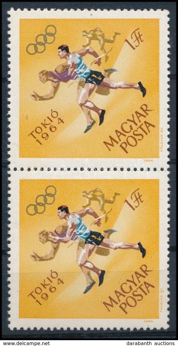 ** 1964 Olimpia 1Ft Pár, A Felső Bélyegen A Futó Bal Keze Nem Látszik (színeltolódás?) - Other & Unclassified