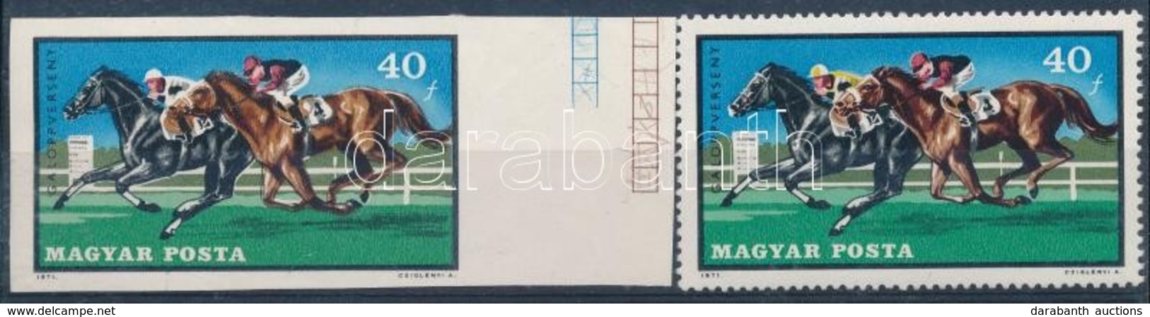 (*) 1971 Lósport 40f Vágott, Sárga Színhiánnyal / Mi 2703 Imperforate, Yellow Colour Print Omitted - Other & Unclassified