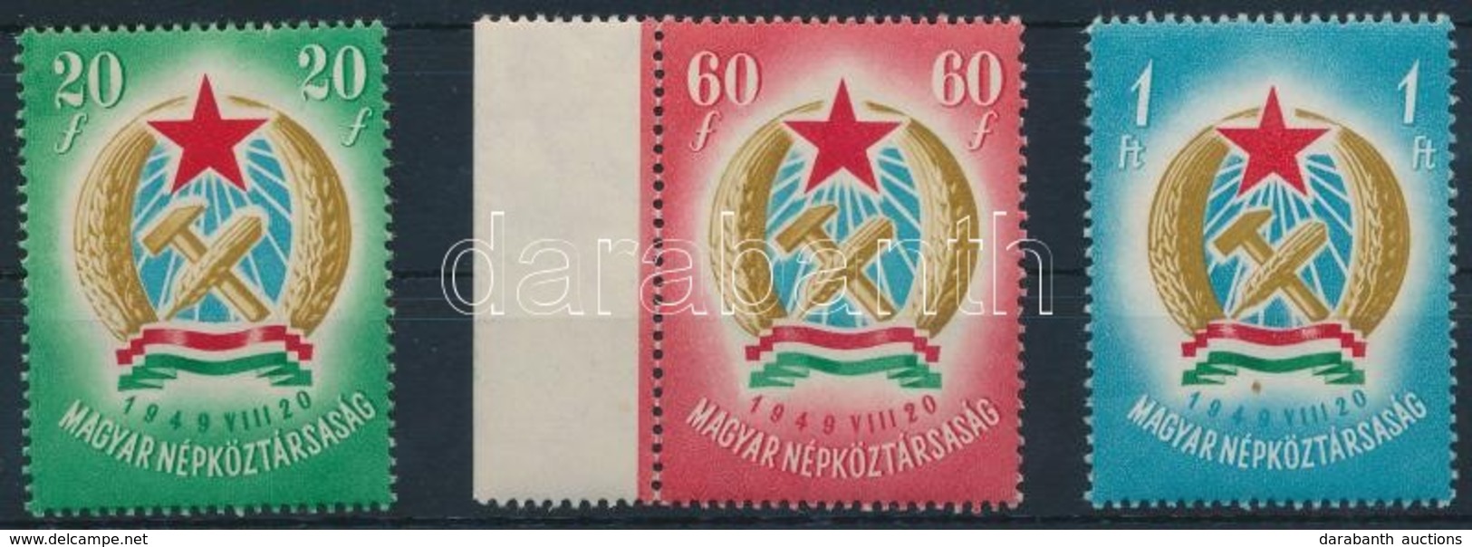 ** * 1949 Alkotmány Sor Makkos Vízjellel (20f, 1Ft Falcos / Hinged) - Other & Unclassified