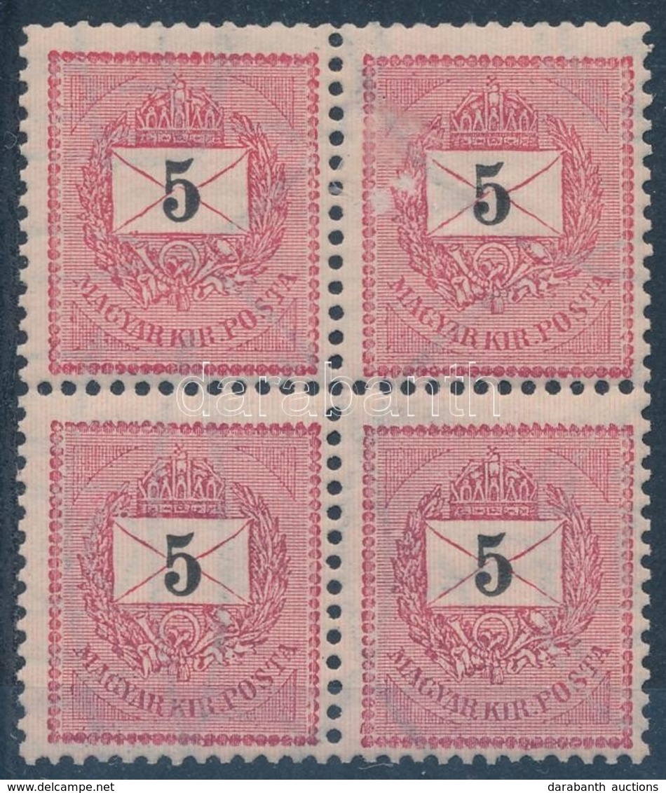 ** 1889 5kr Négyestömb összefüggő Típusokkal, Ritka (12.000) (kis Horzsolásnyom A Jobb Felső Bélyegen) - Other & Unclassified