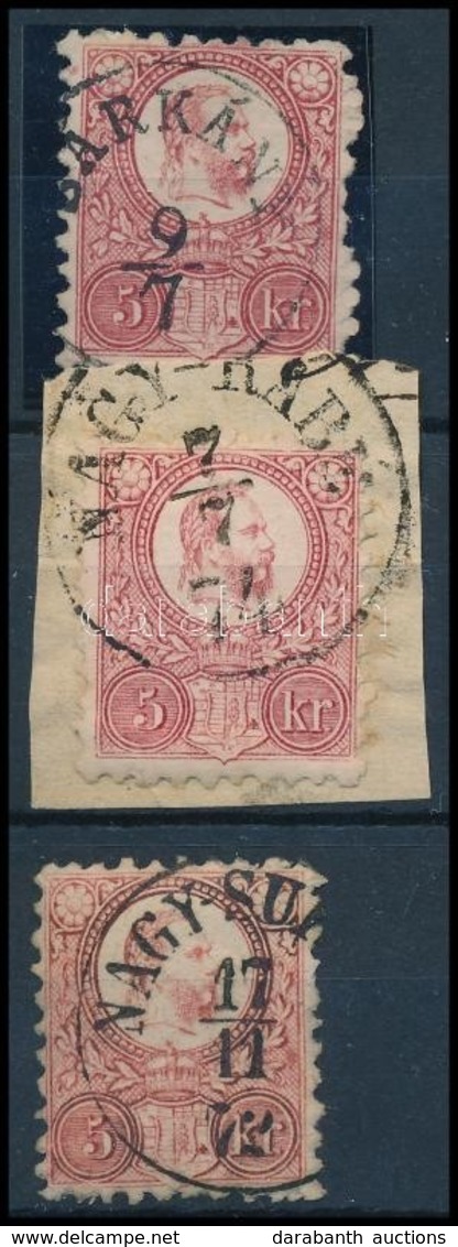 O 1871 3 Db Réznyomat 5kr '(S)ÁRKÁNY', 'NAGY-RÁBÉ', 'NAGY-SU(RÁNY)' (Gudlin 650 P) - Autres & Non Classés