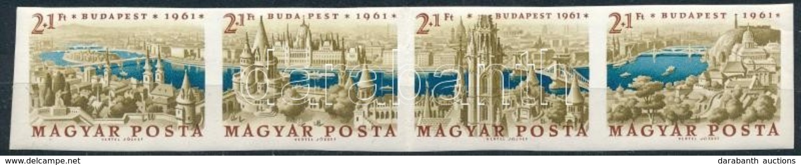 ** 1961 Bélyegnap (34.) - Budapest Panoráma Vágott 4-es Csík (7.000) (középen Hajtva) - Other & Unclassified