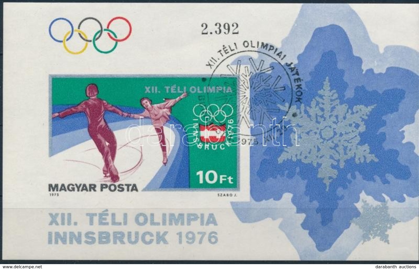 O 1975 Téli Olimpia (V.) Vágott Blokk Elsőnapi Bélyegzéssel (3.500) - Otros & Sin Clasificación