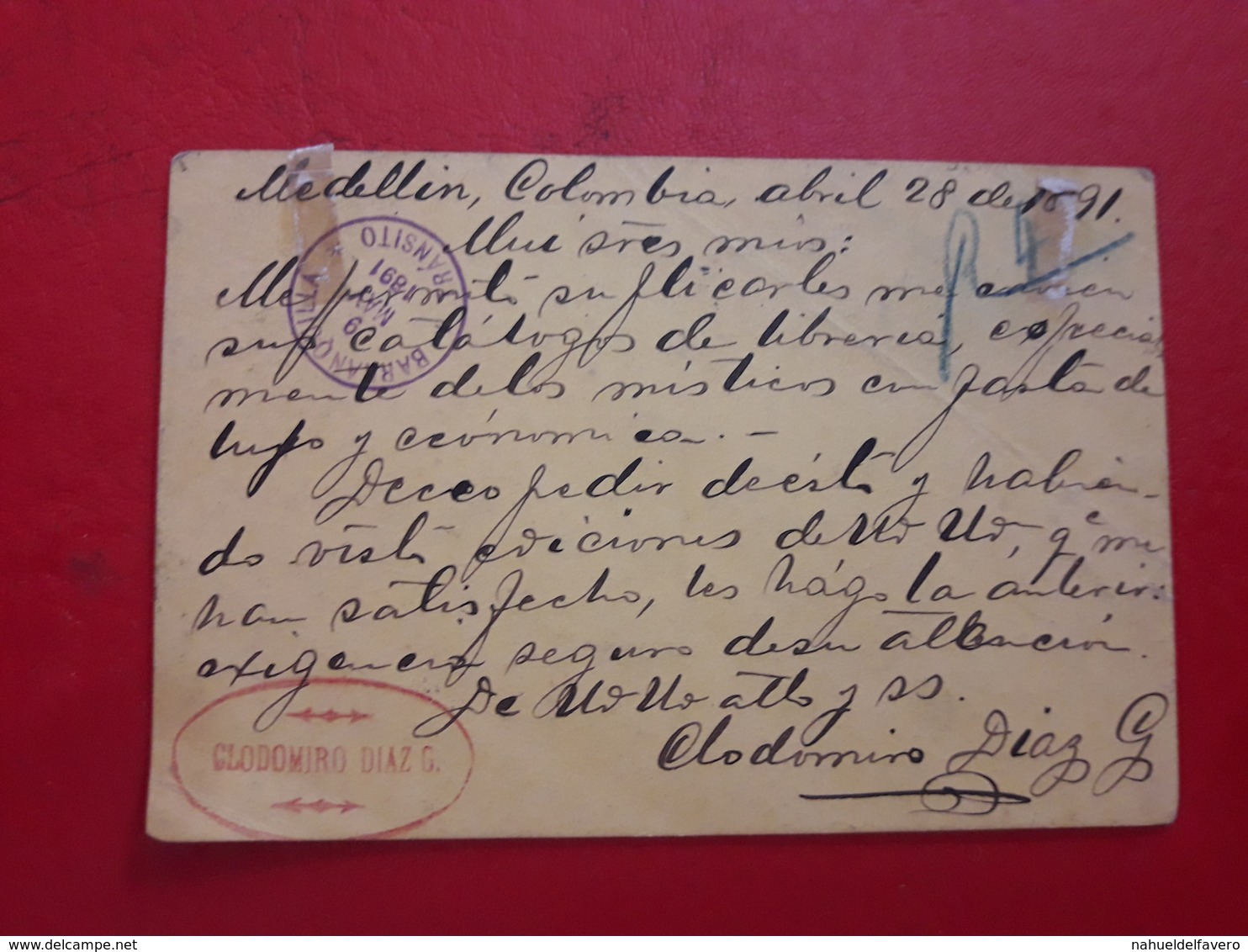 La Colombie Un Entier Postal Circulé Depuis Barranquilla 1891 - Colombia