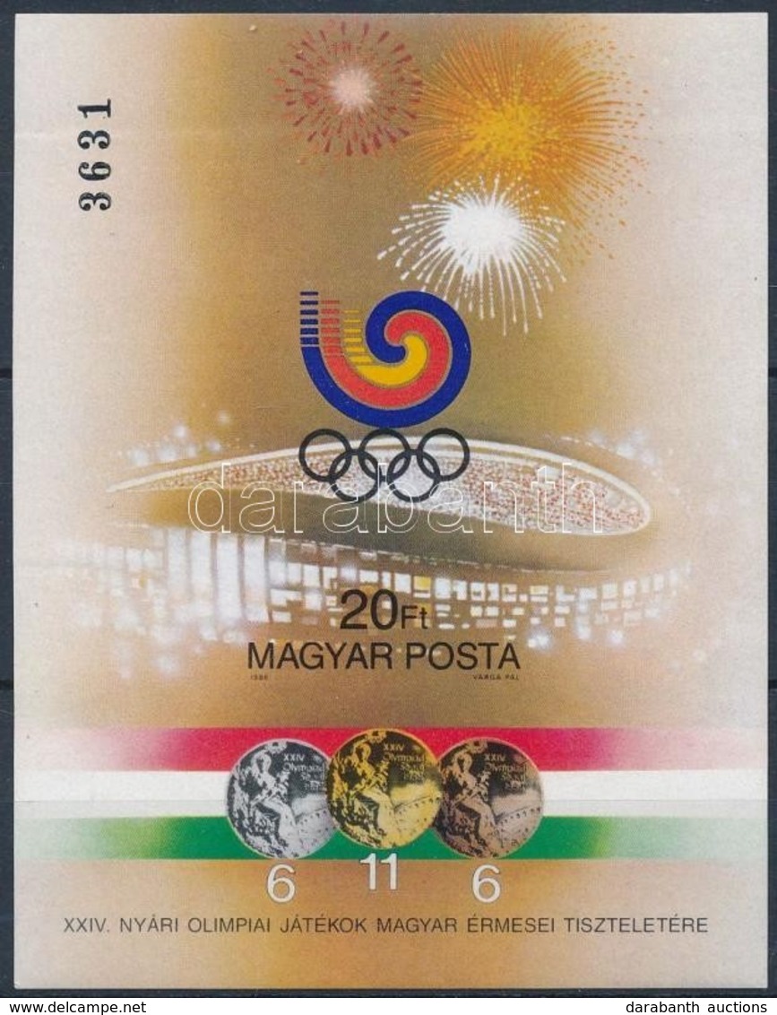 ** 1988 Olimpiai érmesek (V.) - Szöul Vágott Blokk (5.000) - Otros & Sin Clasificación