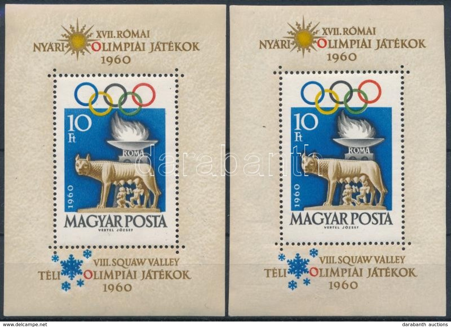 ** 1960 2 Db Római Olimpia Blokk (10.000) - Other & Unclassified