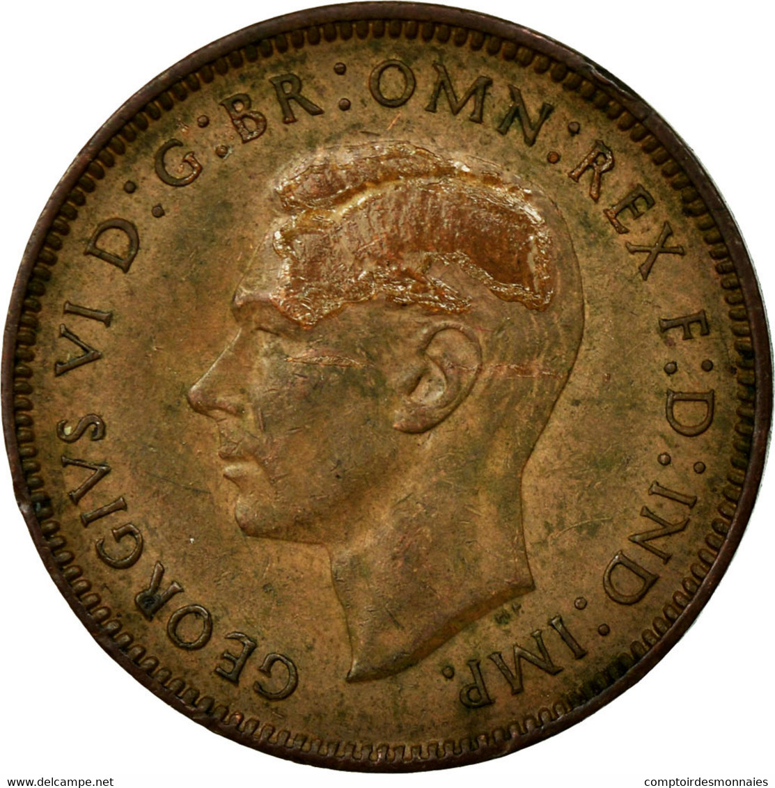 Monnaie, Grande-Bretagne, George VI, Farthing, 1945, TB+, Bronze, KM:843 - B. 1 Farthing