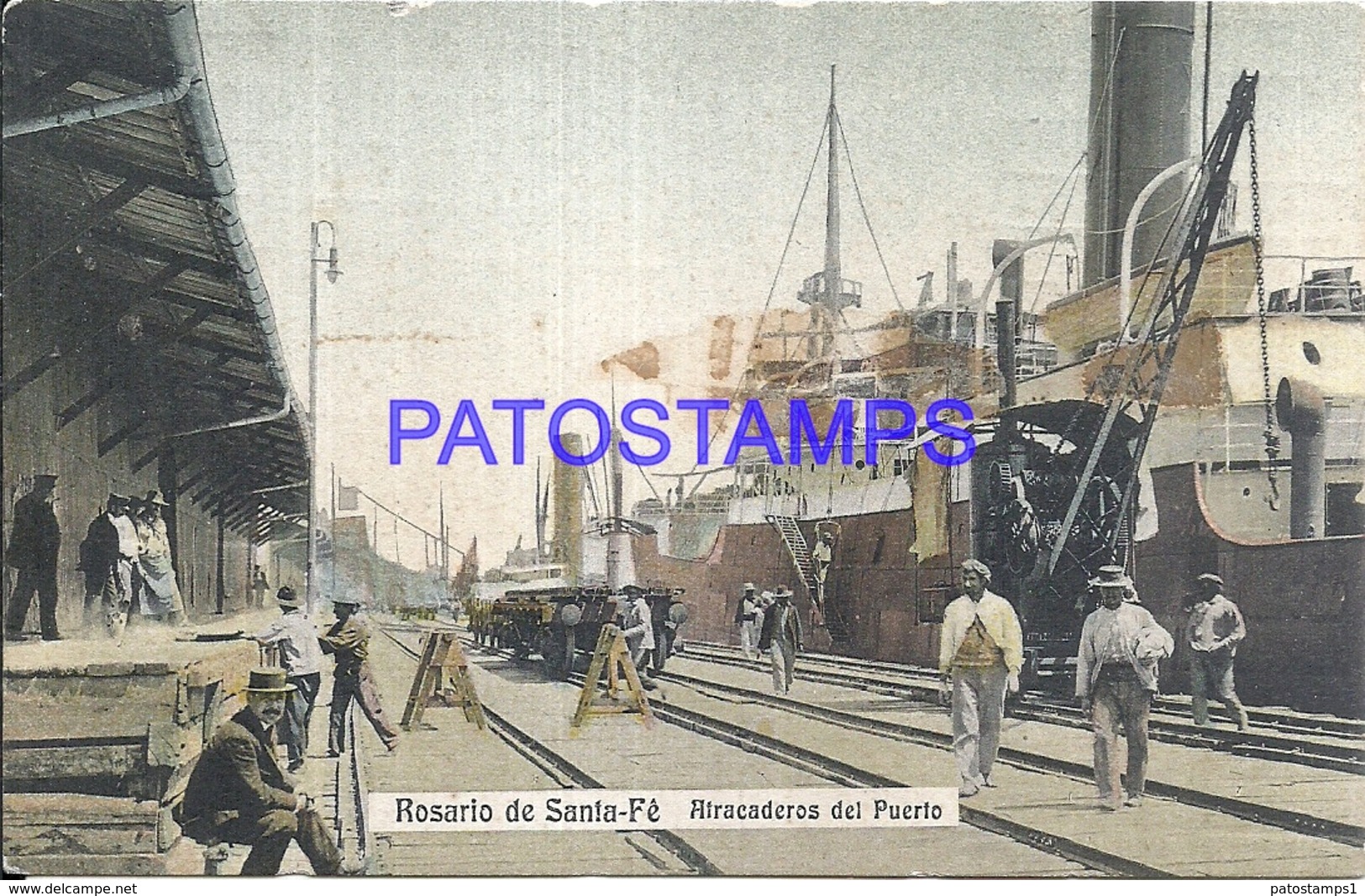 106318 ARGENTINA ROSARIO SANTA FE ATRACADEROS DEL PUERTO PORT SHIP & RAILROAD TREN SPOTTED POSTAL POSTCARD - Argentine