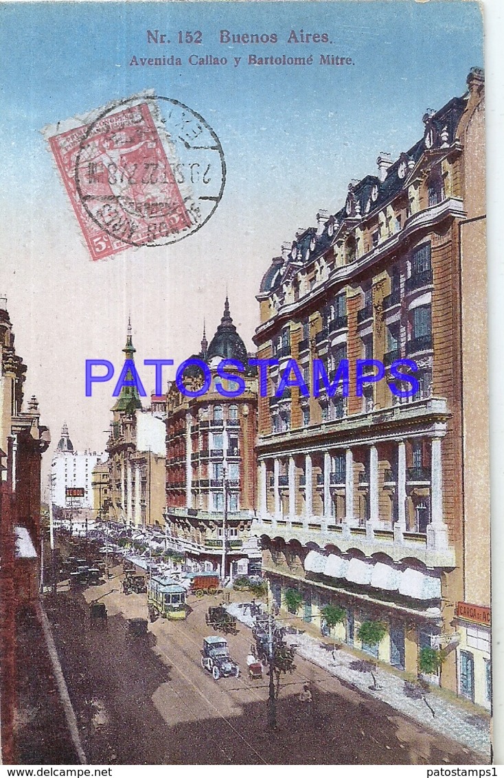 106319 ARGENTINA BUENOS AIRES AVENIDA CALLAO & BARTOLOME MITRE TRAMWAY TRANVIA CIRCULATED TO FRANCE POSTAL POSTCARD - Argentine