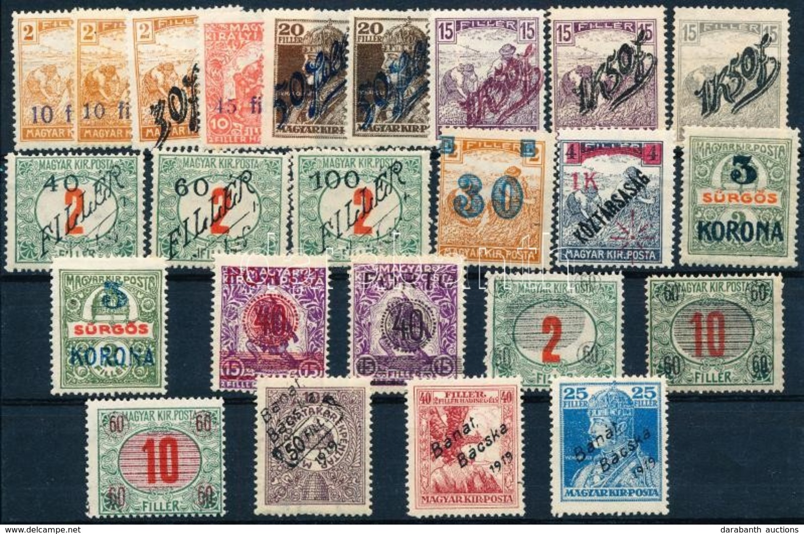 ** (*) * O 1919 24 Db Klf Megszállási Bélyeg, Közte Eltolódott Felülnyomások / Occupation Issues 24 Different Stamps, Si - Autres & Non Classés