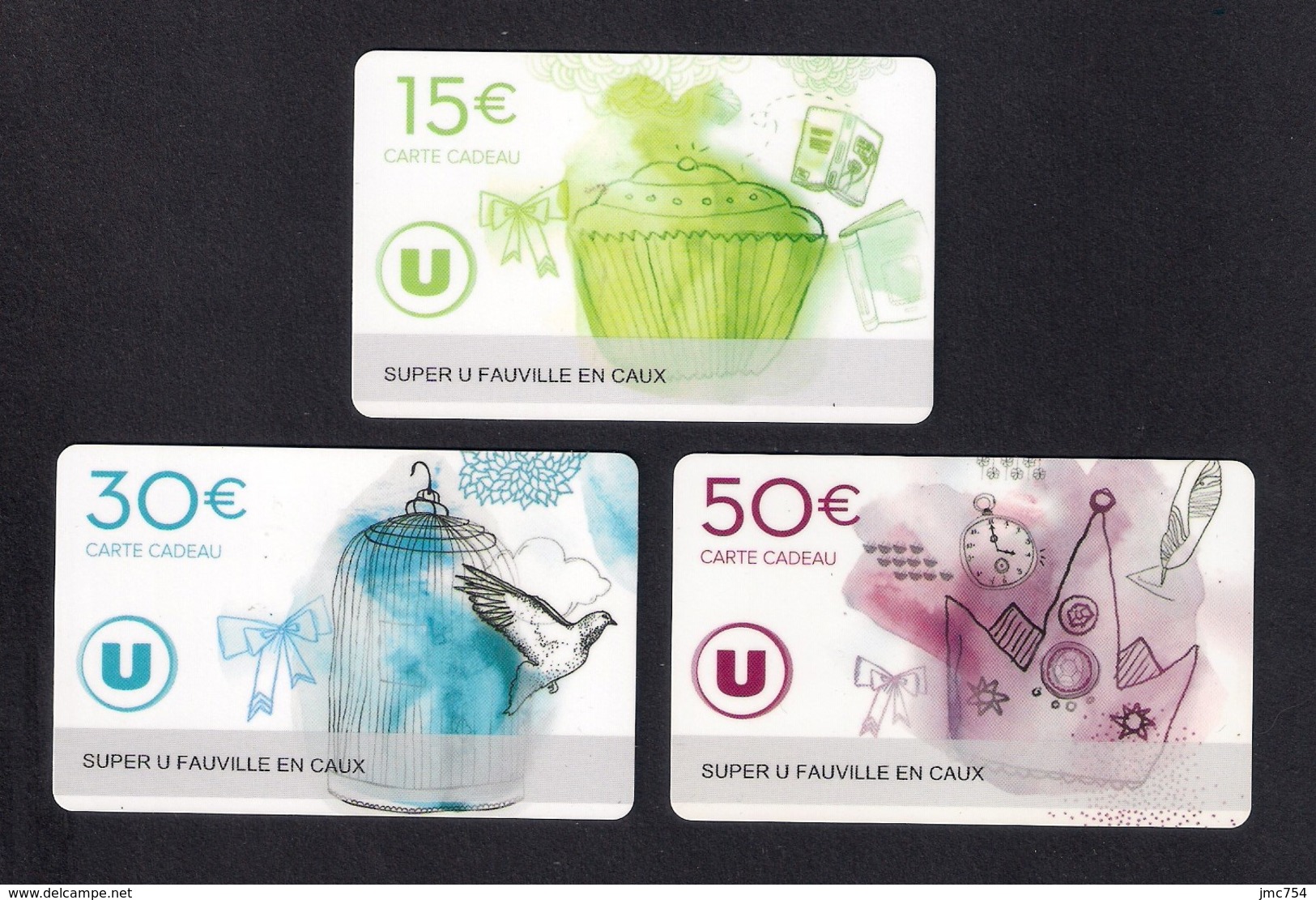 3  Carte Cadeau SUPER U   FAUVILLE EN CAUX  (76).    Gift Card. Geschenkkarte - Cartes Cadeaux