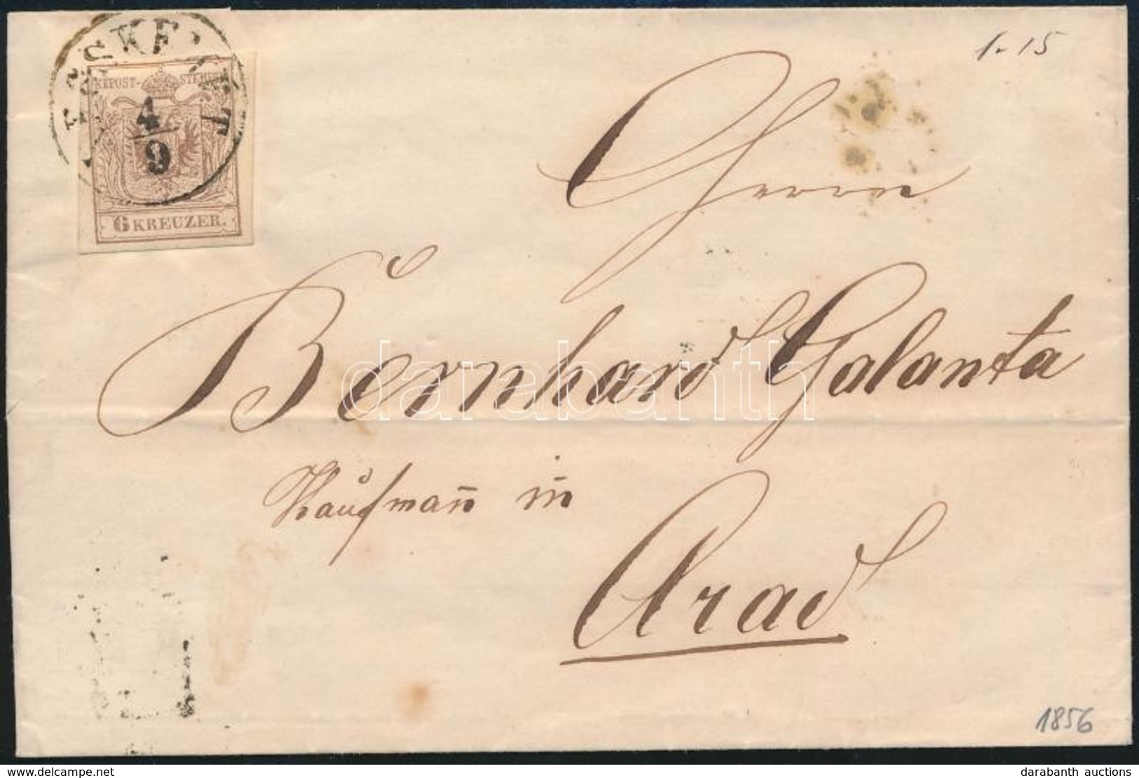 1856 6kr MP Levélen 'KECSKEMÉT' - Arad - Otros & Sin Clasificación