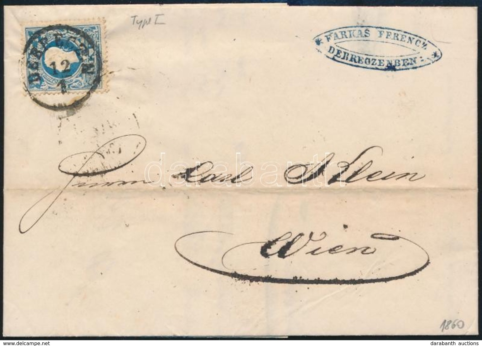 1860 15kr I. Típus Levélen 'DEBRECZIN' - Wien - Autres & Non Classés