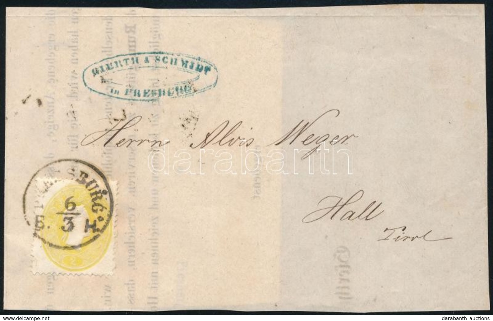 1861 2kr Nyomtatvány Előlapon 'PRESSBURG B. H.' - Other & Unclassified