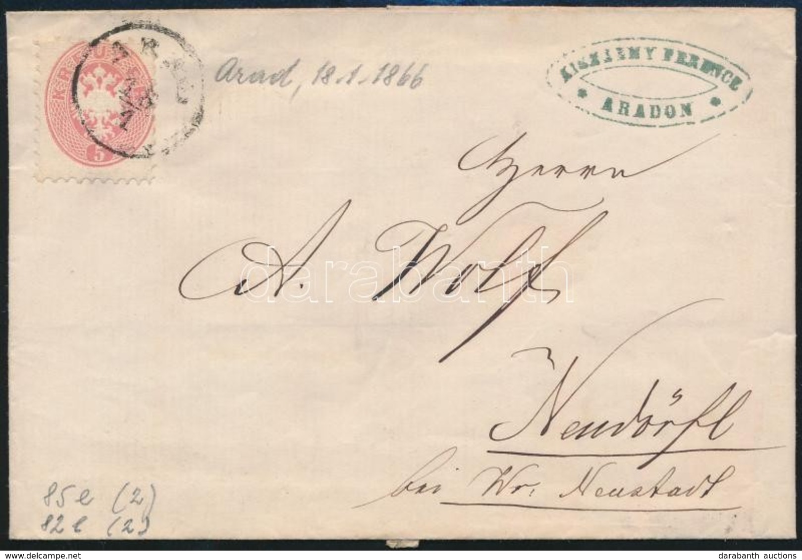 1866 5kr Levélen 'ARAD' - Neudörfl - Other & Unclassified