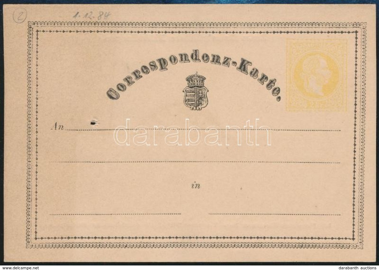1867 Használatlan, De 1884-ben Megírt Díjjegyes Levelezőlap - Autres & Non Classés