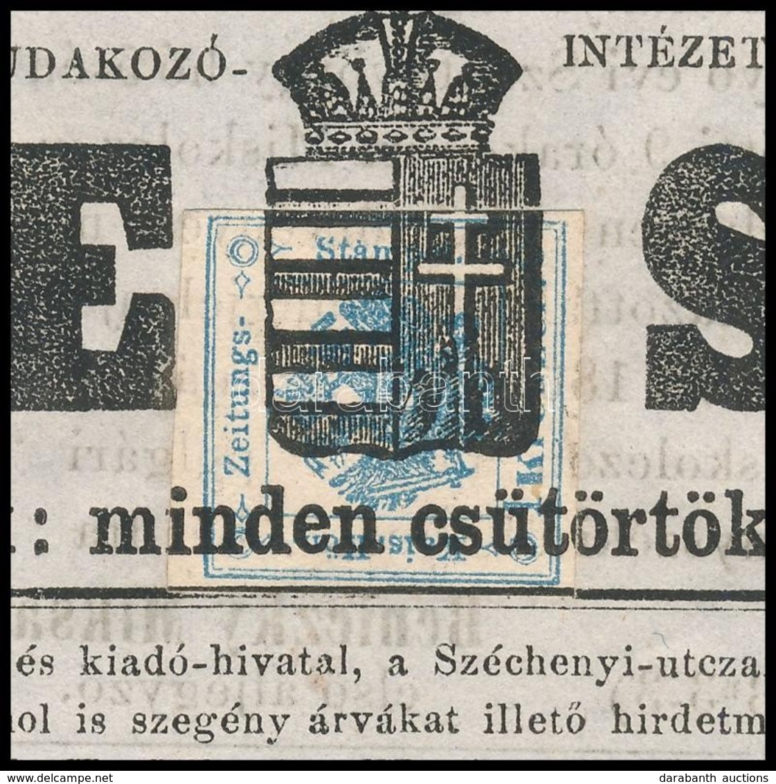 1858 Előérvénytelenített Hírlapilletékbélyeg újságcímlapon / Newspaper Front Page With Precancelled Newspaper Duty Stamp - Altri & Non Classificati