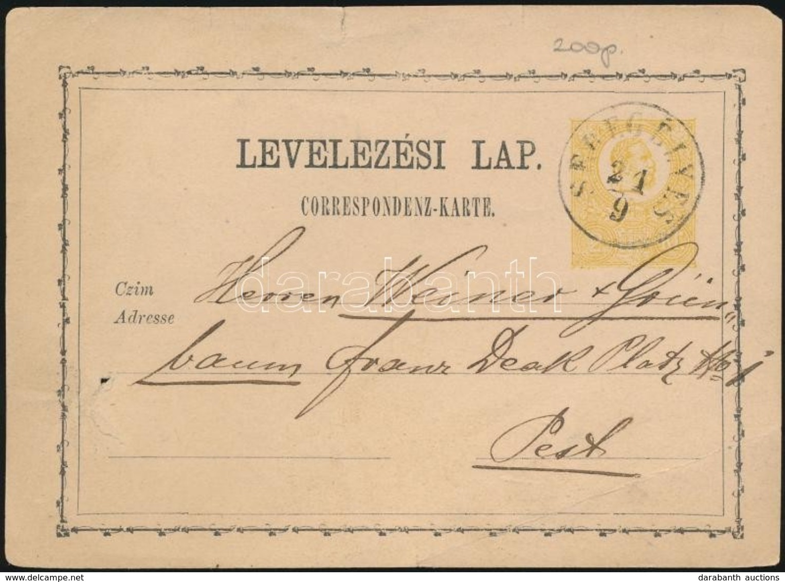 1871 2kr Díjjegyes Levelezőlap 'SEREGÉLYES' - Other & Unclassified